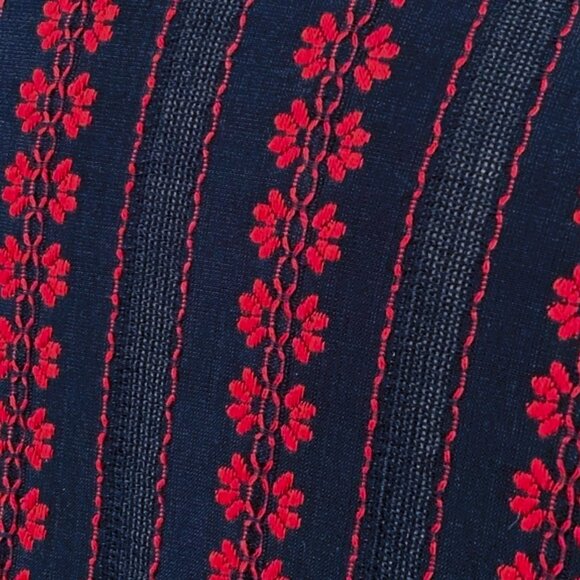 After Market - Navy Crepe Blouse with Red Floral Embroidery - Picture 5 of 10